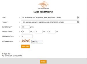 cek ongkos kirim dan tracking resi kantor pos